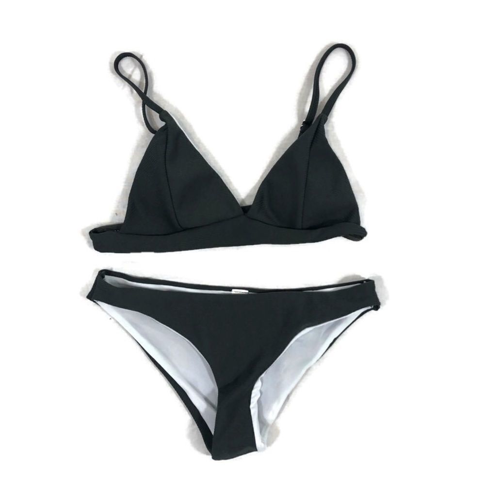 Charcoal Grey Textured Bikini Brand New Medium‎